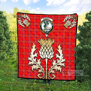 Burnett Tartan Quilt with Family Crest and Golden Thistle Style