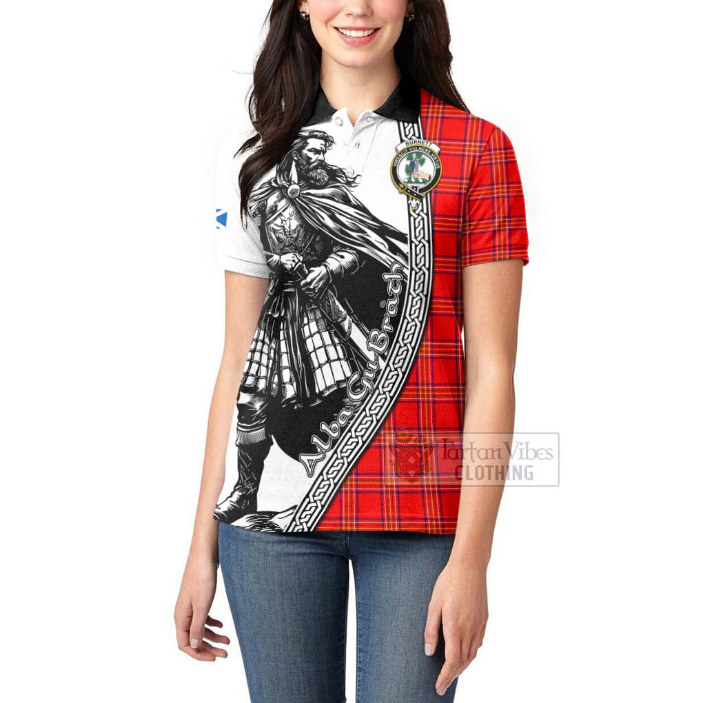 Tartan Vibes Clothing Burnett Tartan Clan Crest Women's Polo Shirt with Highlander Warrior Celtic Style