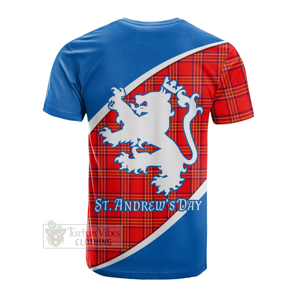 Tartan Vibes Clothing Burnett Family Crest Tartan Cotton T-shirt Celebrate Saint Andrew's Day in Style