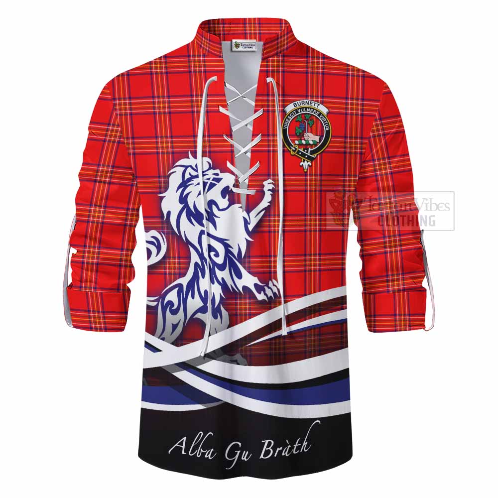 Tartan Vibes Clothing Burnett Tartan Ghillie Kilt Shirt with Alba Gu Brath Regal Lion Emblem