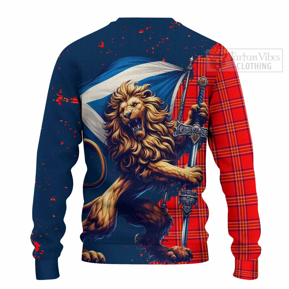 Tartan Vibes Clothing Burnett Tartan Family Crest Knitted Sweater with Scottish Majestic Lion