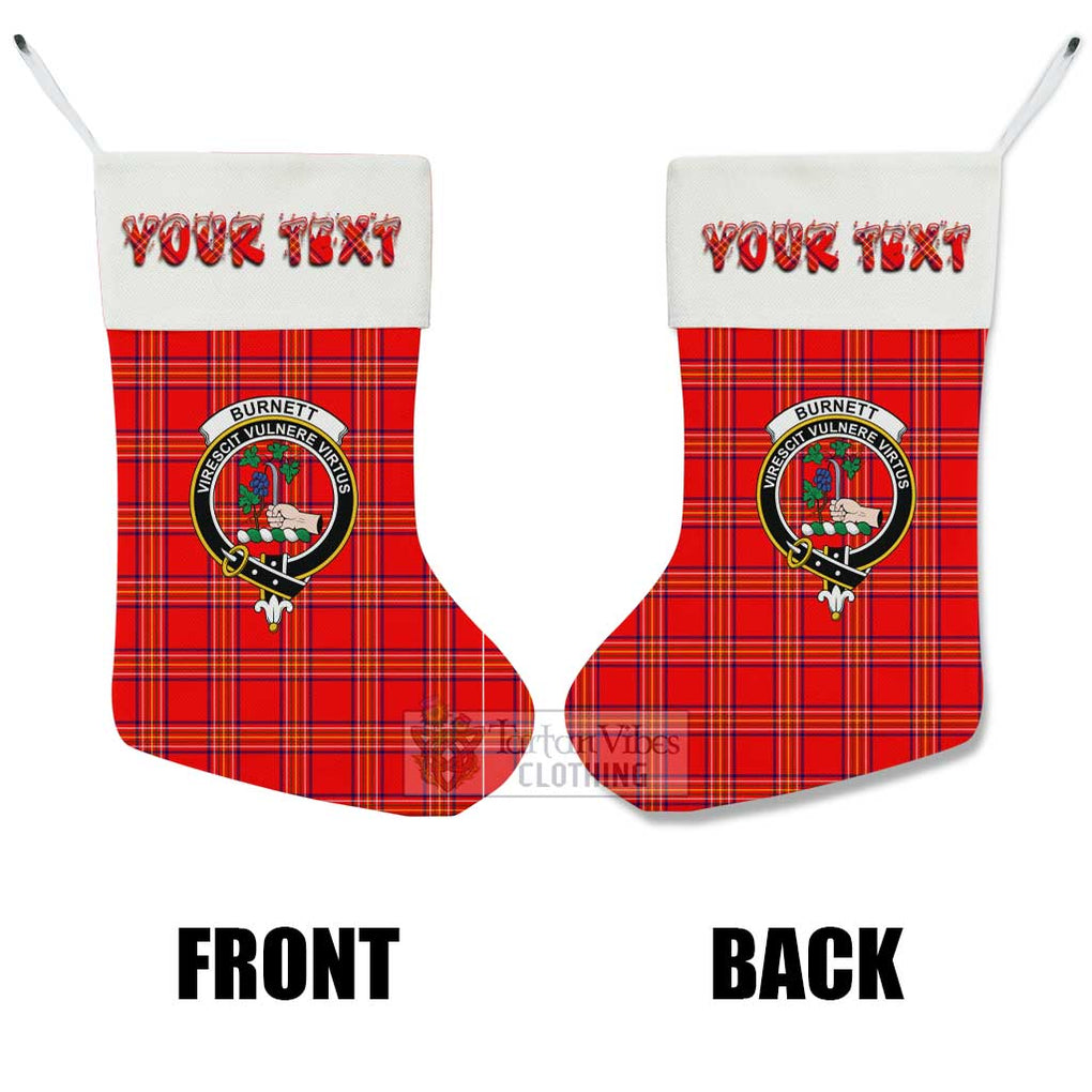 Tartan Vibes Clothing Burnett Tartan Family Crest Christmas Stocking with Personalized Text