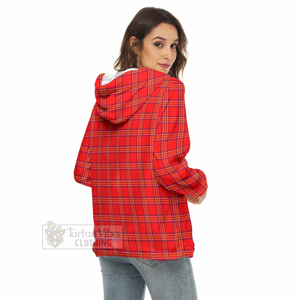 Tartan Vibes Clothing Burnett Tartan Crest Women's Borg  Half Zip Fleece Hoodie