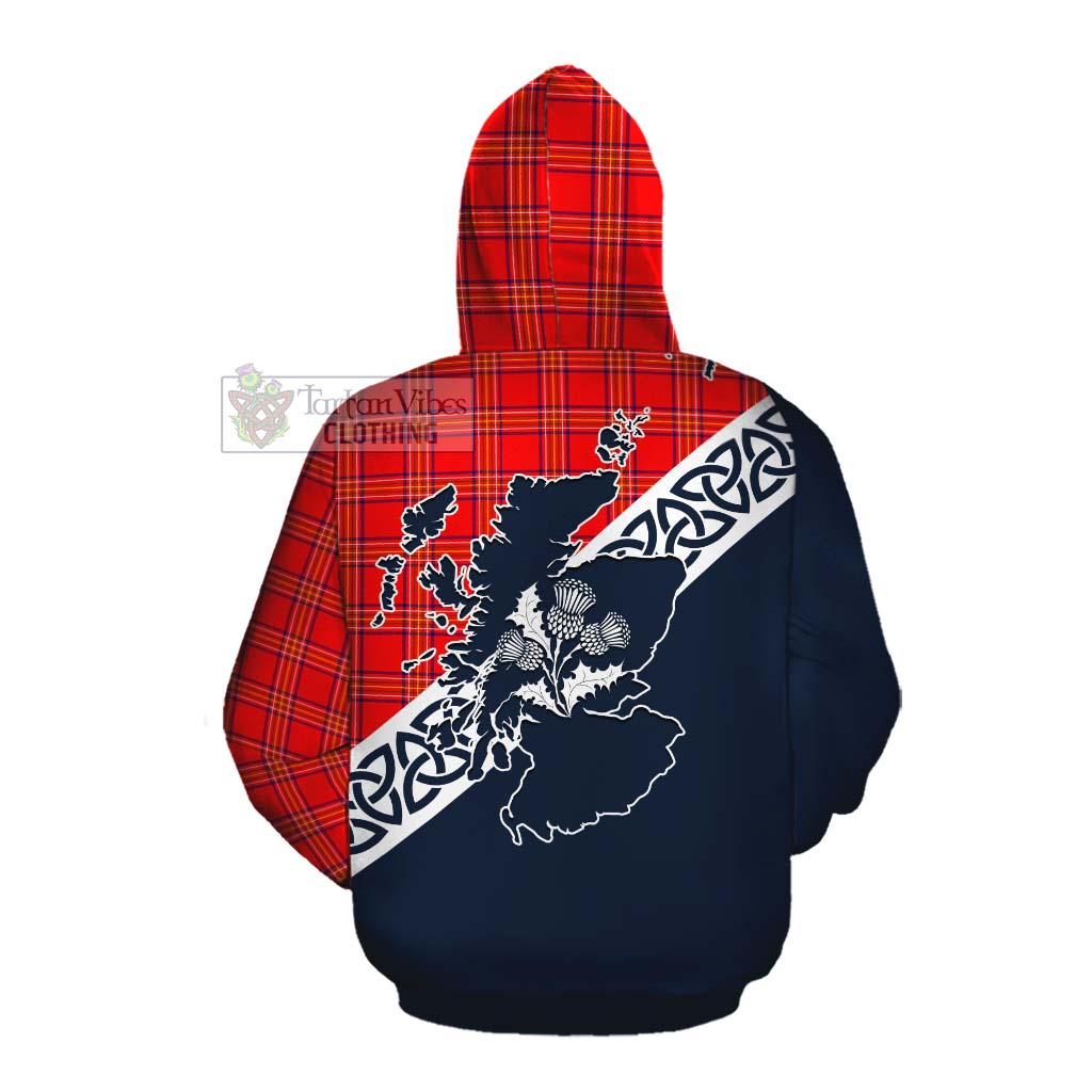 Tartan Vibes Clothing Burnett Tartan Cotton Hoodie Featuring Thistle and Scotland Map