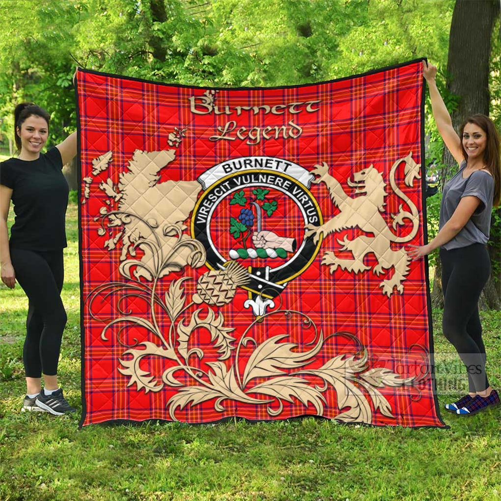 Tartan Vibes Clothing Burnett Tartan Quilt with Family Crest and Scottish Symbol Style