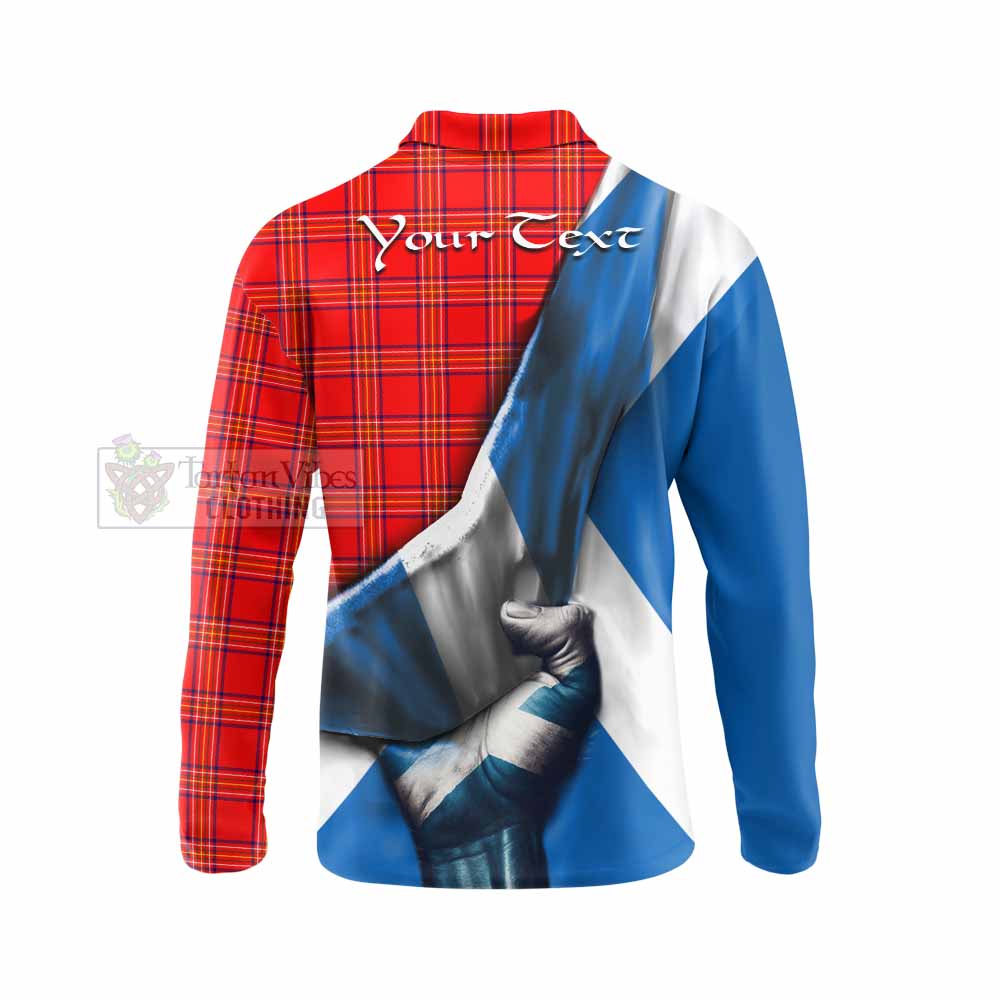 Tartan Vibes Clothing Burnett Tartan Long Sleeve Polo Shirt with Family Crest Scotland Patriotic Style