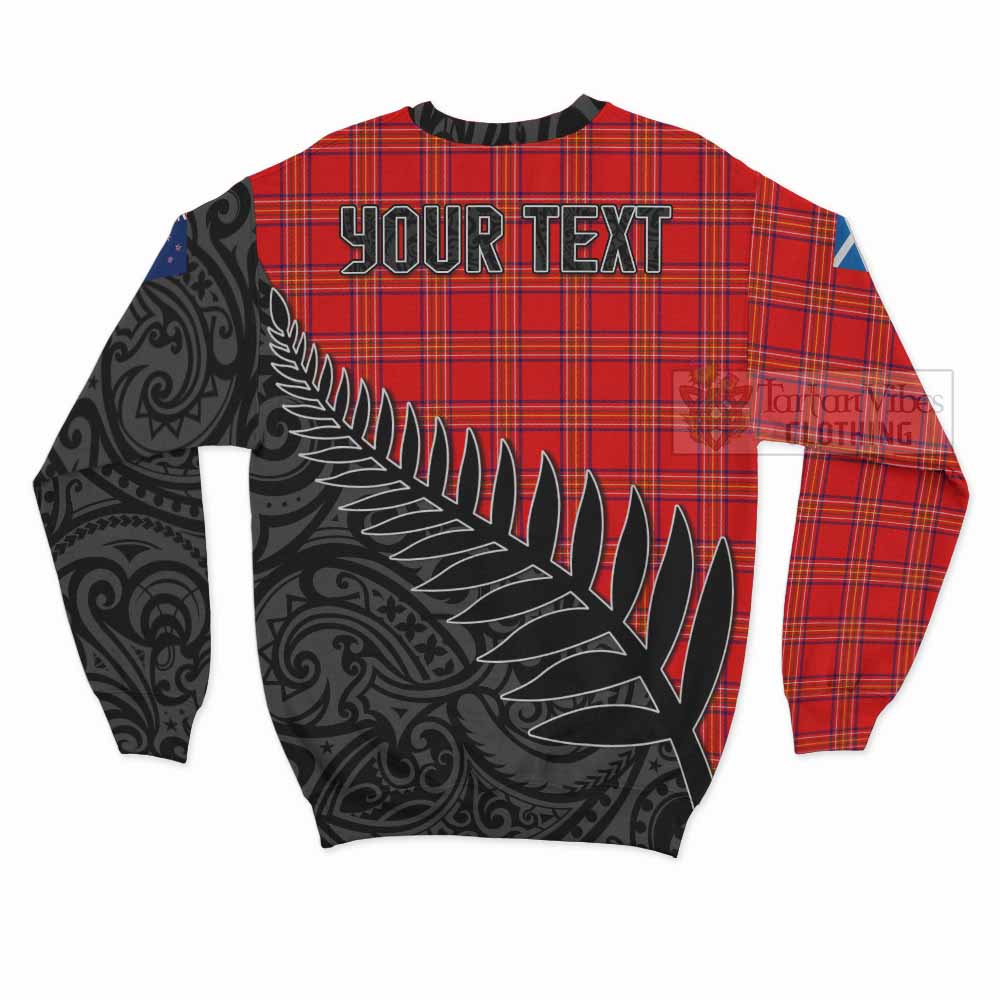 Tartan Vibes Clothing Burnett Crest Tartan Sweatshirt with New Zealand Silver Fern Half Style