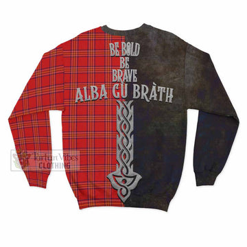 Burnett Tartan Family Crest Sweatshirt Alba Gu Brath Be Brave Lion Ancient Style - Tartan Vibes Clothing