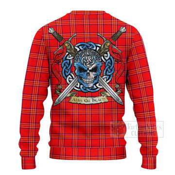 Burnett Tartan Ugly Sweater with Family Crest Celtic Skull Style