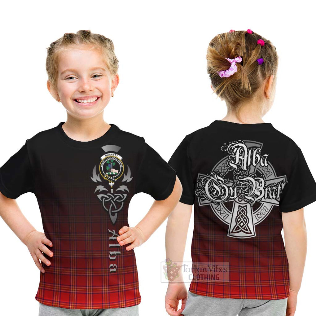 Tartan Vibes Clothing Burnett Tartan Kid T-Shirt Featuring Alba Gu Brath Family Crest Celtic Inspired