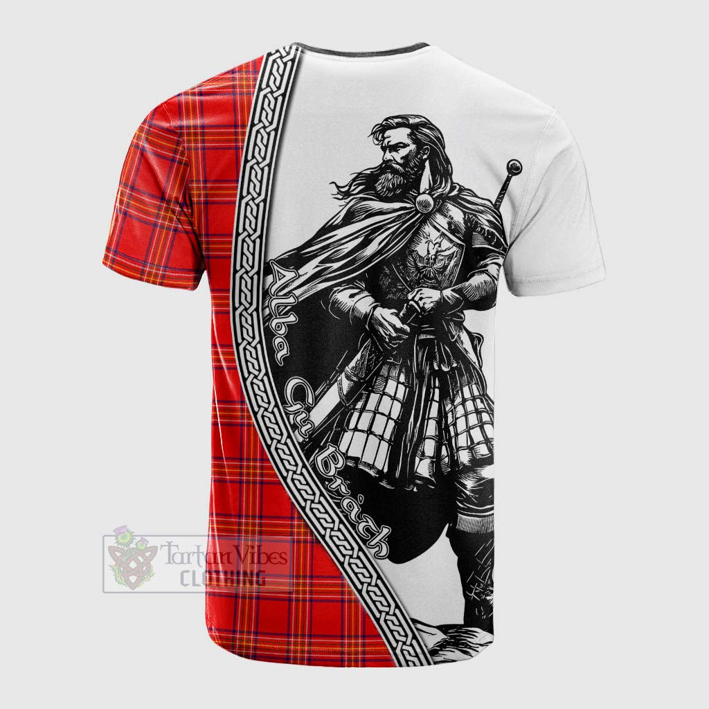 Tartan Vibes Clothing Burnett Tartan Clan Crest Cotton T-shirt with Highlander Warrior Celtic Style