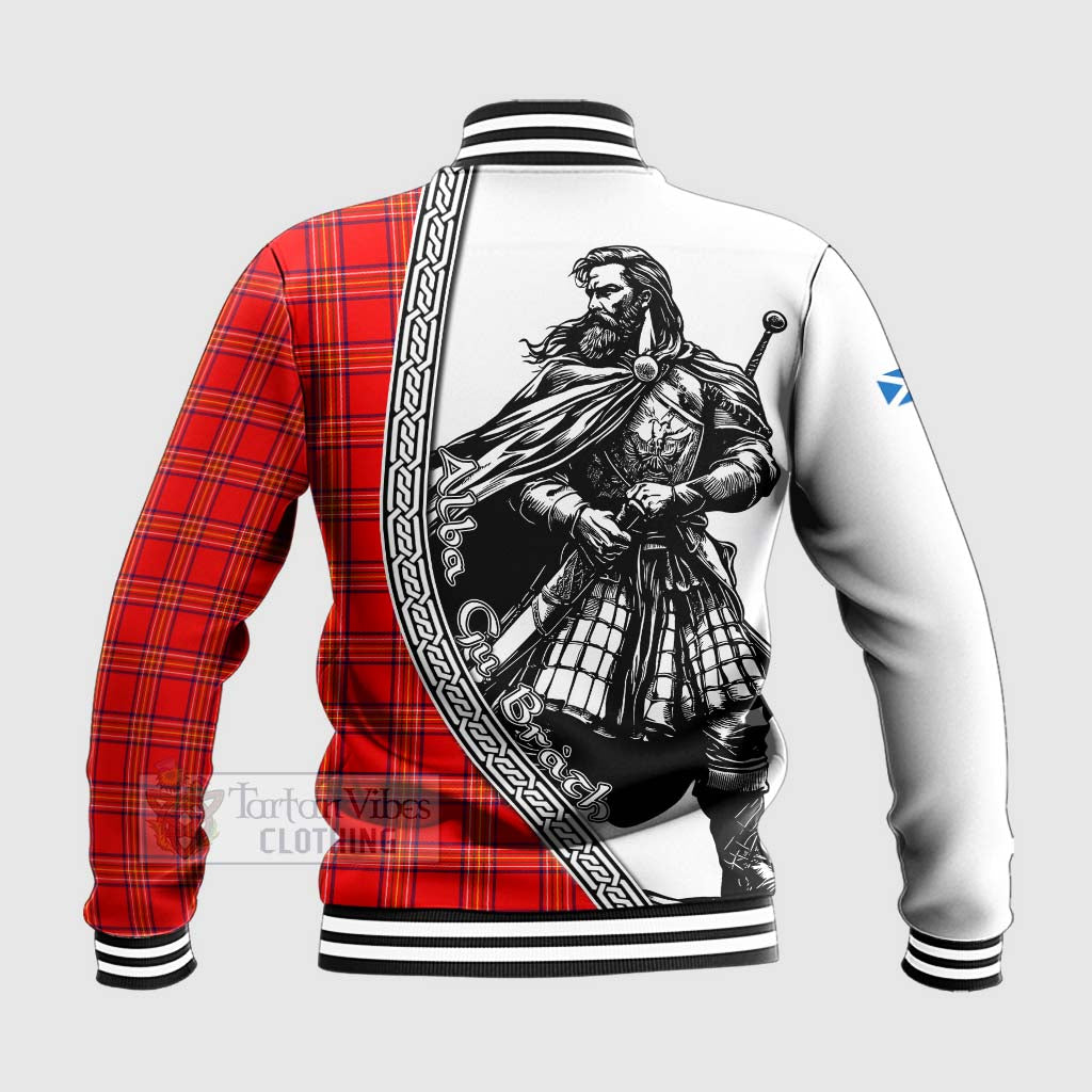 Tartan Vibes Clothing Burnett Tartan Clan Crest Baseball Jacket with Highlander Warrior Celtic Style