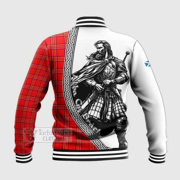 Burnett Tartan Clan Crest Baseball Jacket with Highlander Warrior Celtic Style