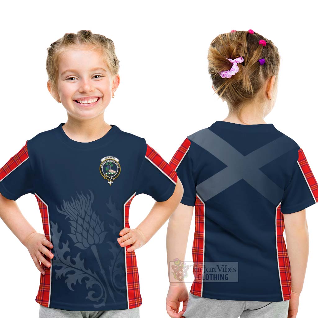 Tartan Vibes Clothing Burnett Tartan Kid T-Shirt with Family Crest and Scottish Thistle Vibes Sport Style