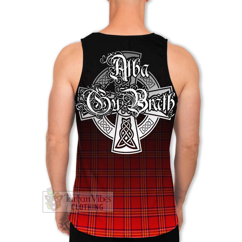 Tartan Vibes Clothing Burnett Tartan Men's Tank Top Featuring Alba Gu Brath Family Crest Celtic Inspired