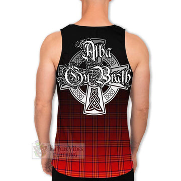 Burnett Tartan Men's Tank Top Featuring Alba Gu Brath Family Crest Celtic Inspired