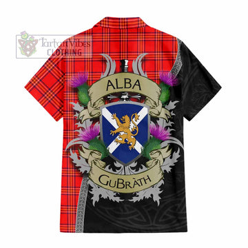 Burnett Tartan Family Crest Hawaiian Shirt Lion Rampant Royal Thistle Shield Celtic Inspired - Tartan Vibes Clothing