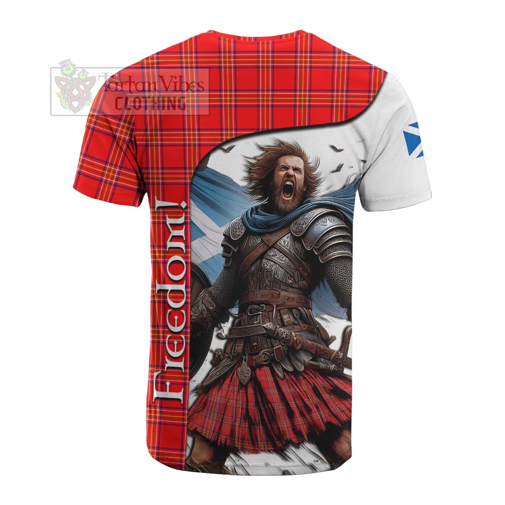 Tartan Vibes Clothing Burnett Crest Tartan Cotton T-shirt Inspired by the Freedom of Scottish Warrior