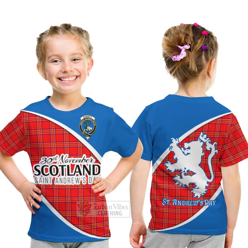 Tartan Vibes Clothing Burnett Family Crest Tartan Kid T-Shirt Celebrate Saint Andrew's Day in Style