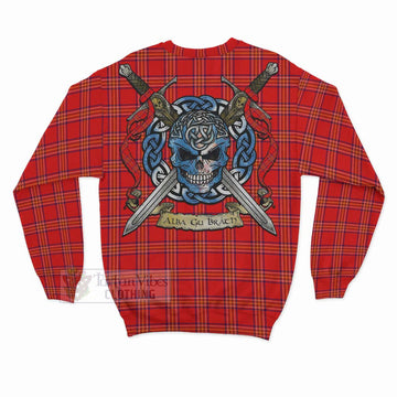 Burnett Tartan Sweatshirt with Family Crest Celtic Skull Style