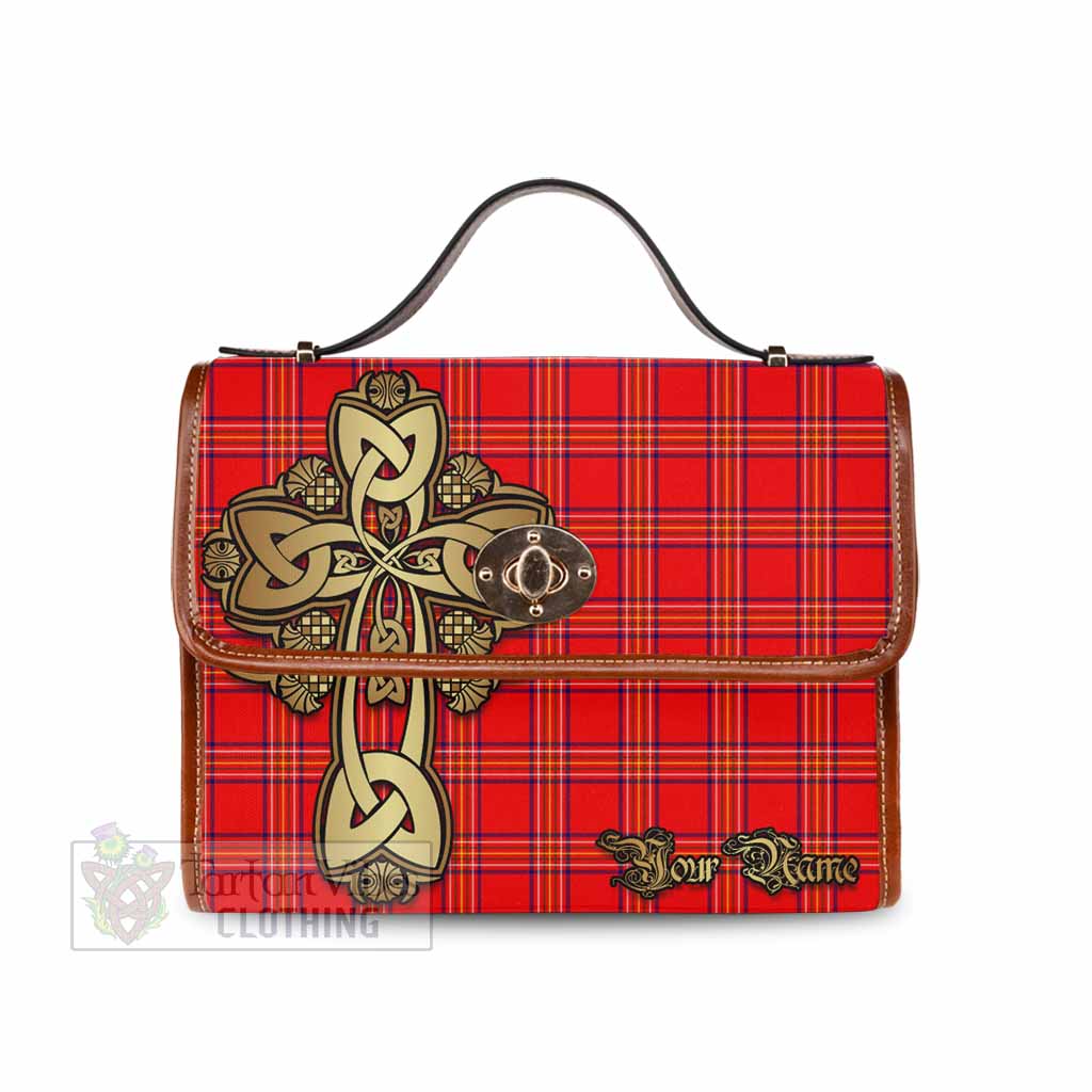 Tartan Vibes Clothing Burnett Tartan Waterproof Canvas Bag Golden Thistle Celtic Cross Style