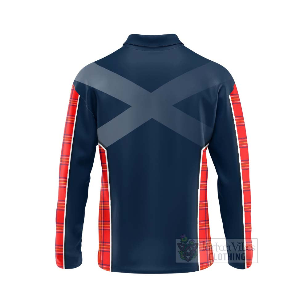 Tartan Vibes Clothing Burnett Tartan Long Sleeve Polo Shirt with Family Crest and Scottish Thistle Vibes Sport Style