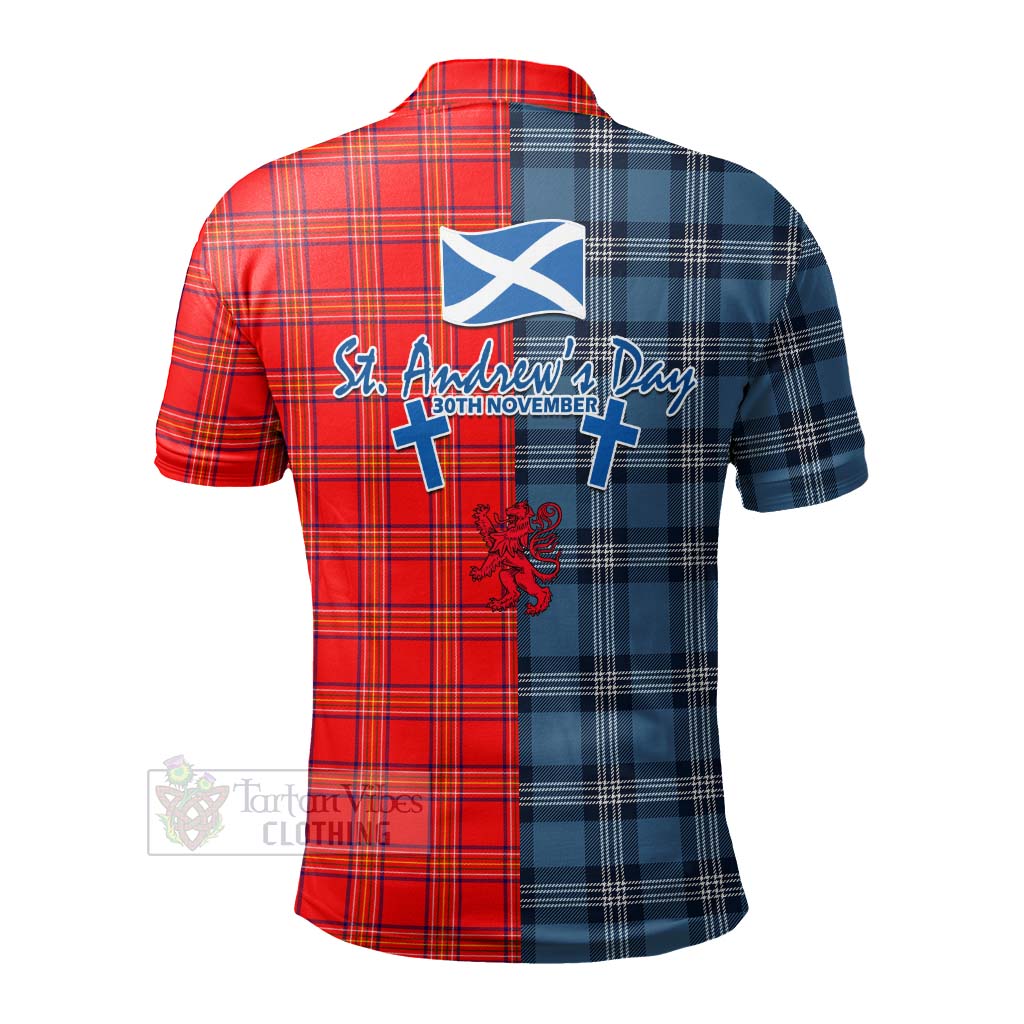 Tartan Vibes Clothing Burnett Tartan Polo Shirt Happy St. Andrew's Day Half Tartan Style