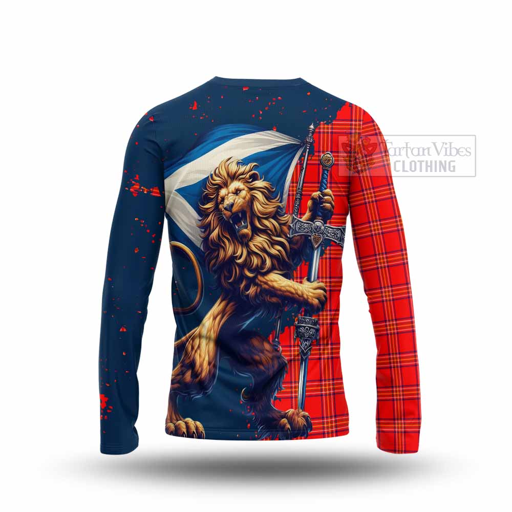 Tartan Vibes Clothing Burnett Tartan Family Crest Long Sleeve T-Shirt with Scottish Majestic Lion