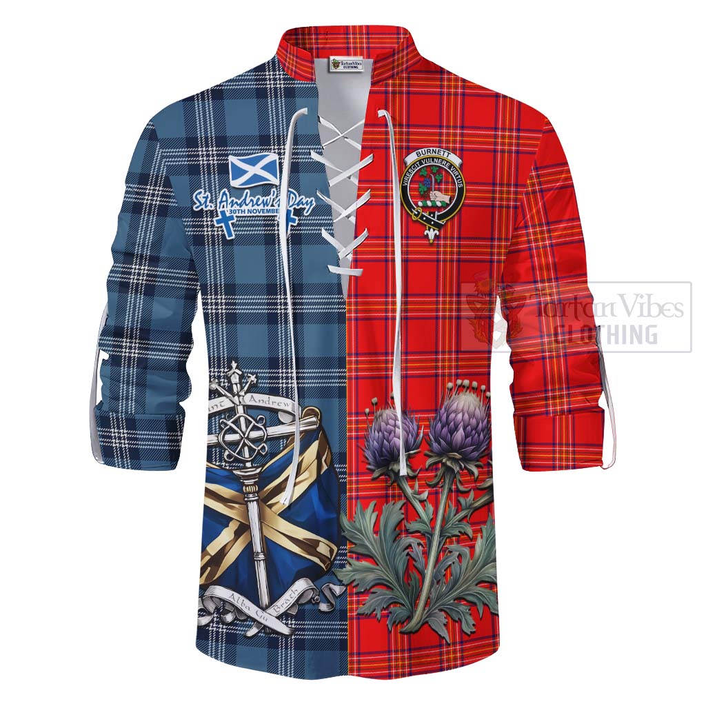 Tartan Vibes Clothing Burnett Tartan Ghillie Kilt Shirt Happy St. Andrew's Day Half Tartan Style