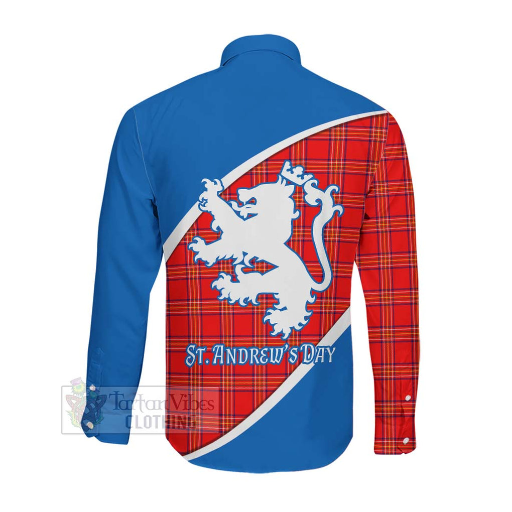 Tartan Vibes Clothing Burnett Family Crest Tartan Long Sleeve Button Shirt Celebrate Saint Andrew's Day in Style