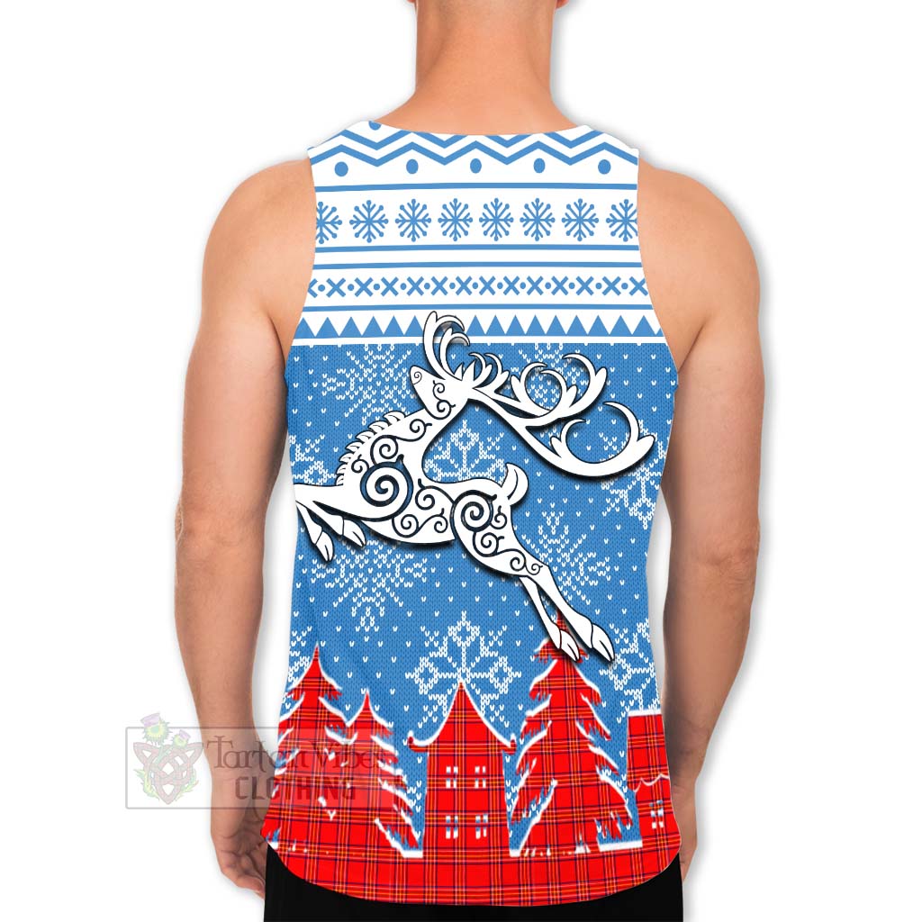 Tartan Vibes Clothing Burnett Clan Christmas Men's Tank Top Celtic Reindeer Style