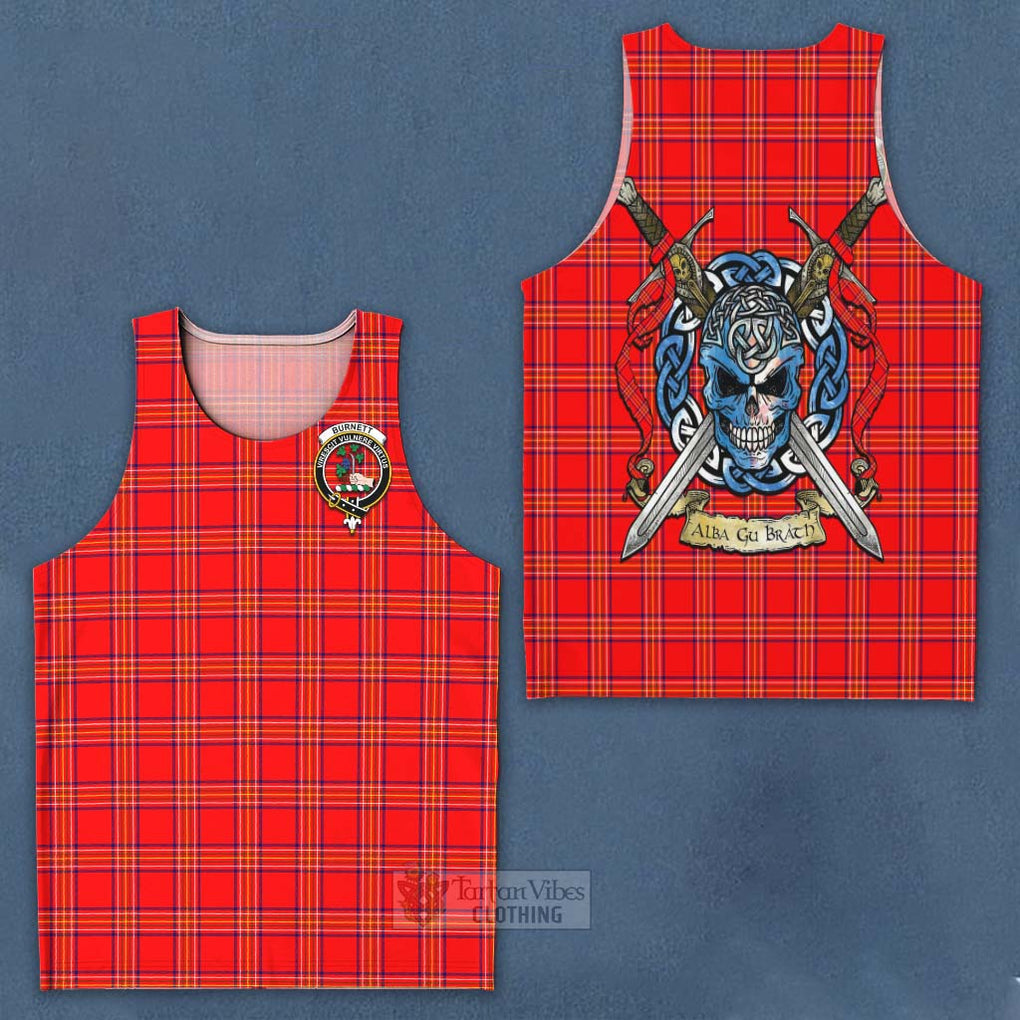 Tartan Vibes Clothing Burnett Tartan Men's Tank Top with Family Crest Celtic Skull Style