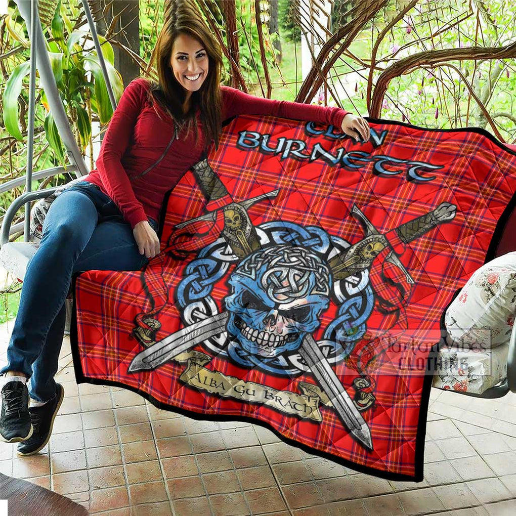 Tartan Vibes Clothing Burnett Tartan Quilt with Celtic Skull Alba Gu Brath Style