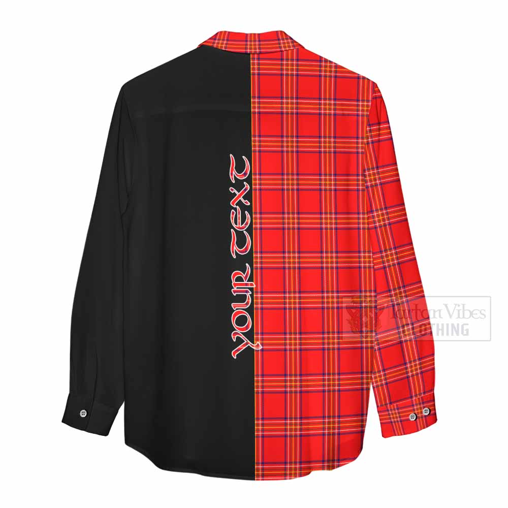 Tartan Vibes Clothing Burnett Tartan Women's Casual Shirt with Family Crest and Half Of Me Style