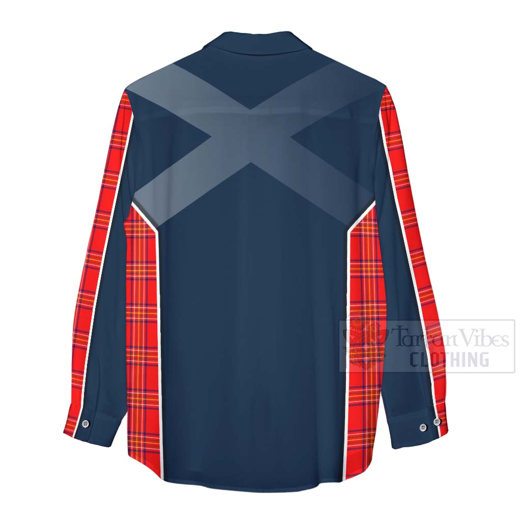 Tartan Vibes Clothing Burnett Tartan Women's Casual Shirt with Family Crest and Scottish Thistle Vibes Sport Style