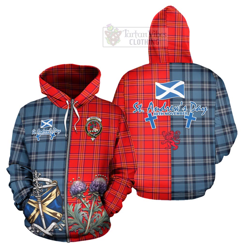 Tartan Vibes Clothing Burnett Tartan Hoodie Happy St. Andrew's Day Half Tartan Style