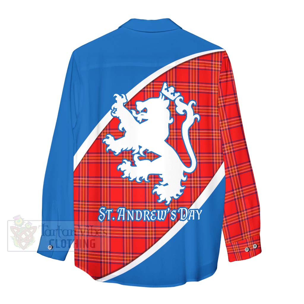 Tartan Vibes Clothing Burnett Family Crest Tartan Women's Casual Shirt Celebrate Saint Andrew's Day in Style