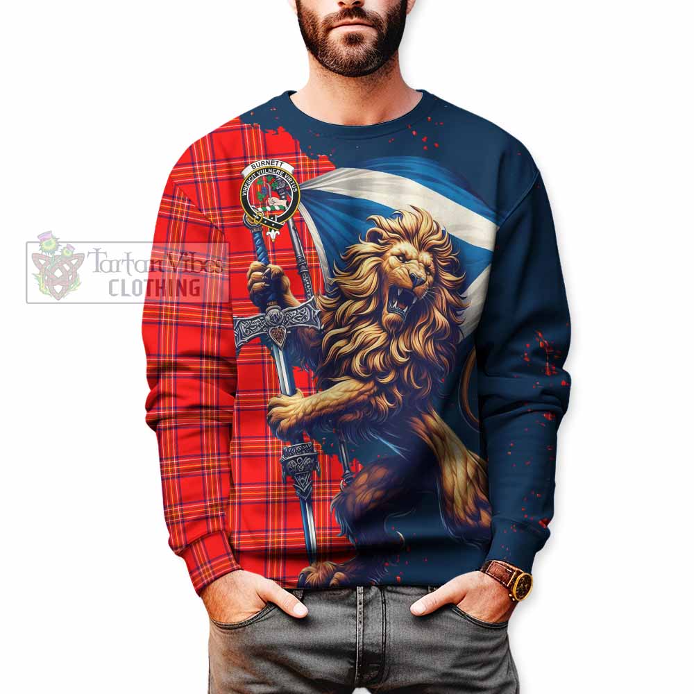 Tartan Vibes Clothing Burnett Tartan Family Crest Sweatshirt with Scottish Majestic Lion