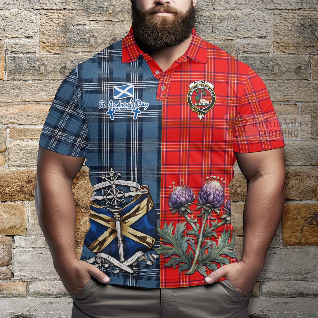 Tartan Vibes Clothing Burnett Tartan Polo Shirt Happy St. Andrew's Day Half Tartan Style