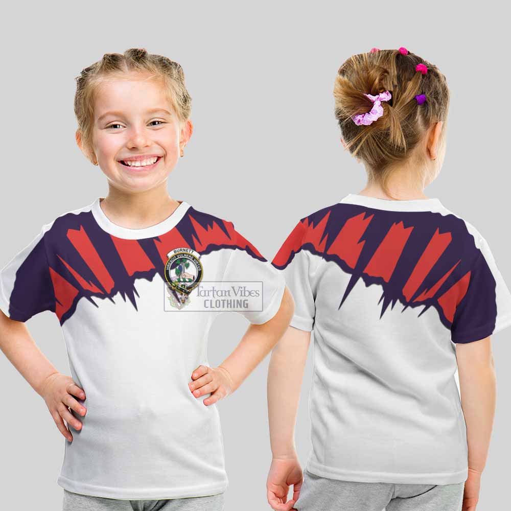 Burnett Clan Crest Kid T-Shirt with Retro Sport Style - 2D-tartanvibesclothing