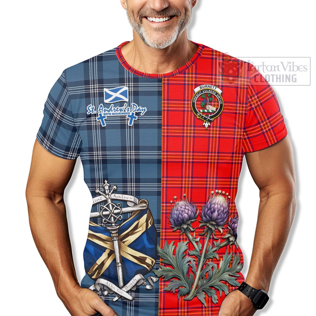 Tartan Vibes Clothing Burnett Tartan T-Shirt Happy St. Andrew's Day Half Tartan Style