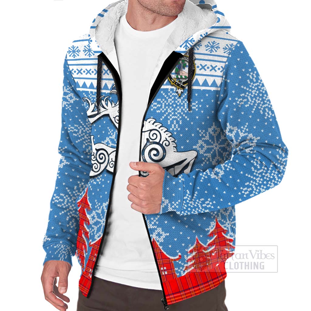 Tartan Vibes Clothing Burnett Clan Christmas Sherpa Hoodie Celtic Reindeer Style