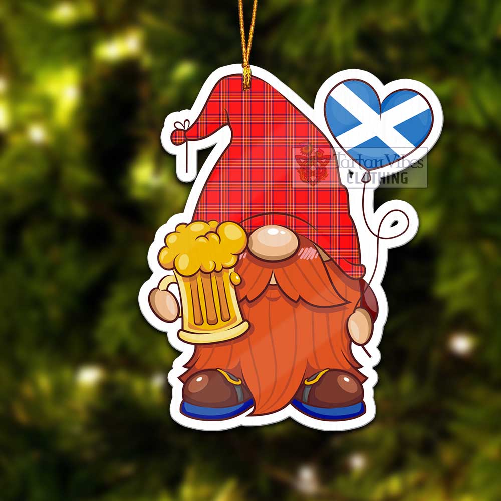 Tartan Vibes Clothing Burnett Tartan Gnome Holding Beer Glass Christmas Ornament with Personalized National Flag