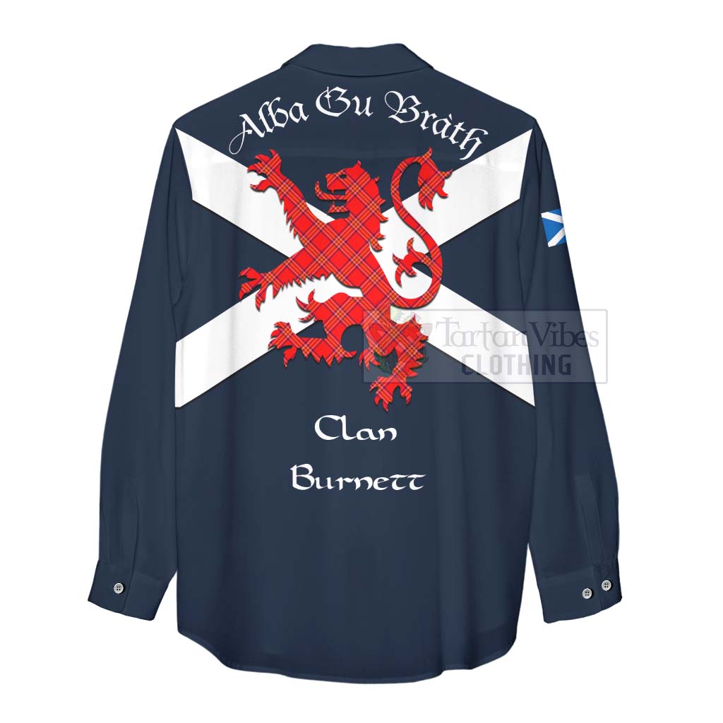 Tartan Vibes Clothing Burnett Tartan Lion Rampant Women's Casual Shirt Proudly Display Your Heritage with Alba Gu Brath and Clan Name