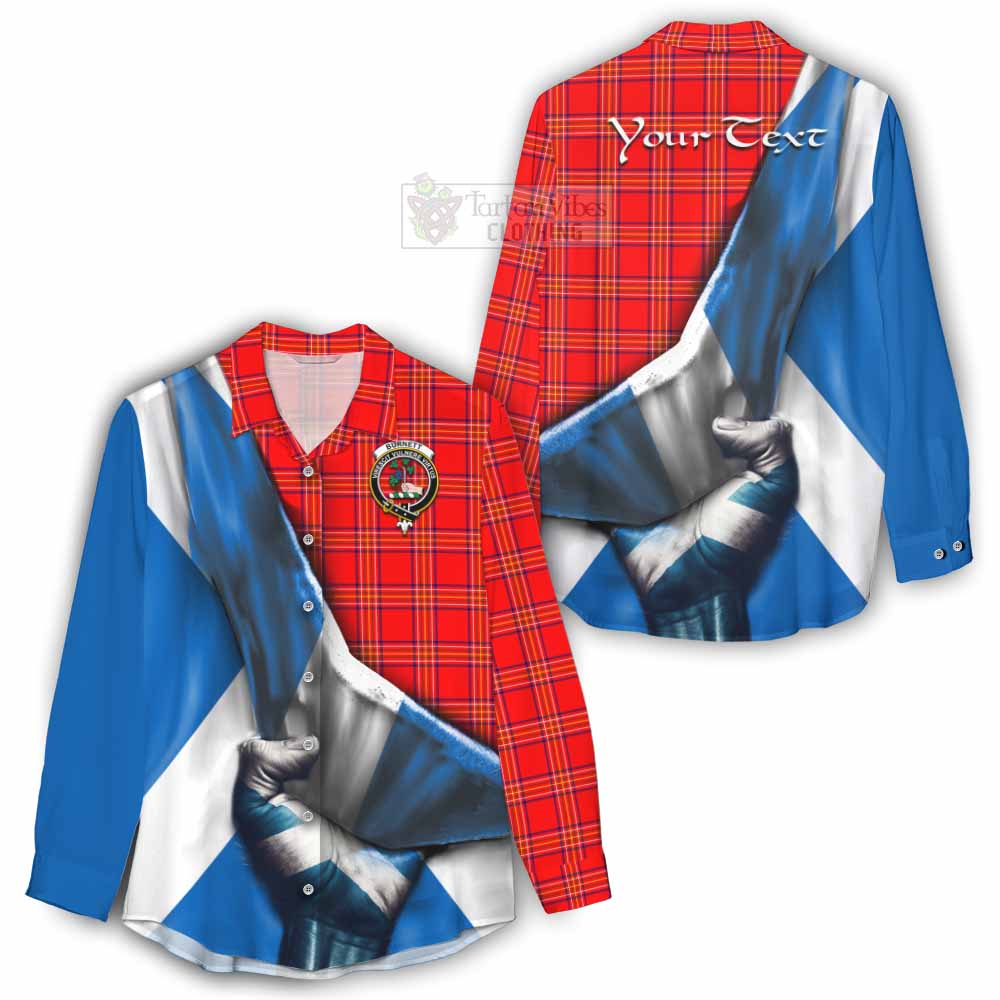 Tartan Vibes Clothing Burnett Tartan Women's Casual Shirt with Family Crest Scotland Patriotic Style