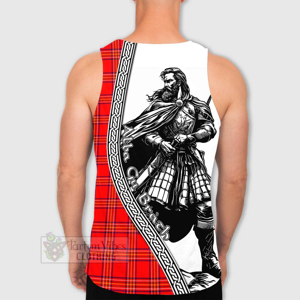 Tartan Vibes Clothing Burnett Tartan Clan Crest Men's Tank Top with Highlander Warrior Celtic Style