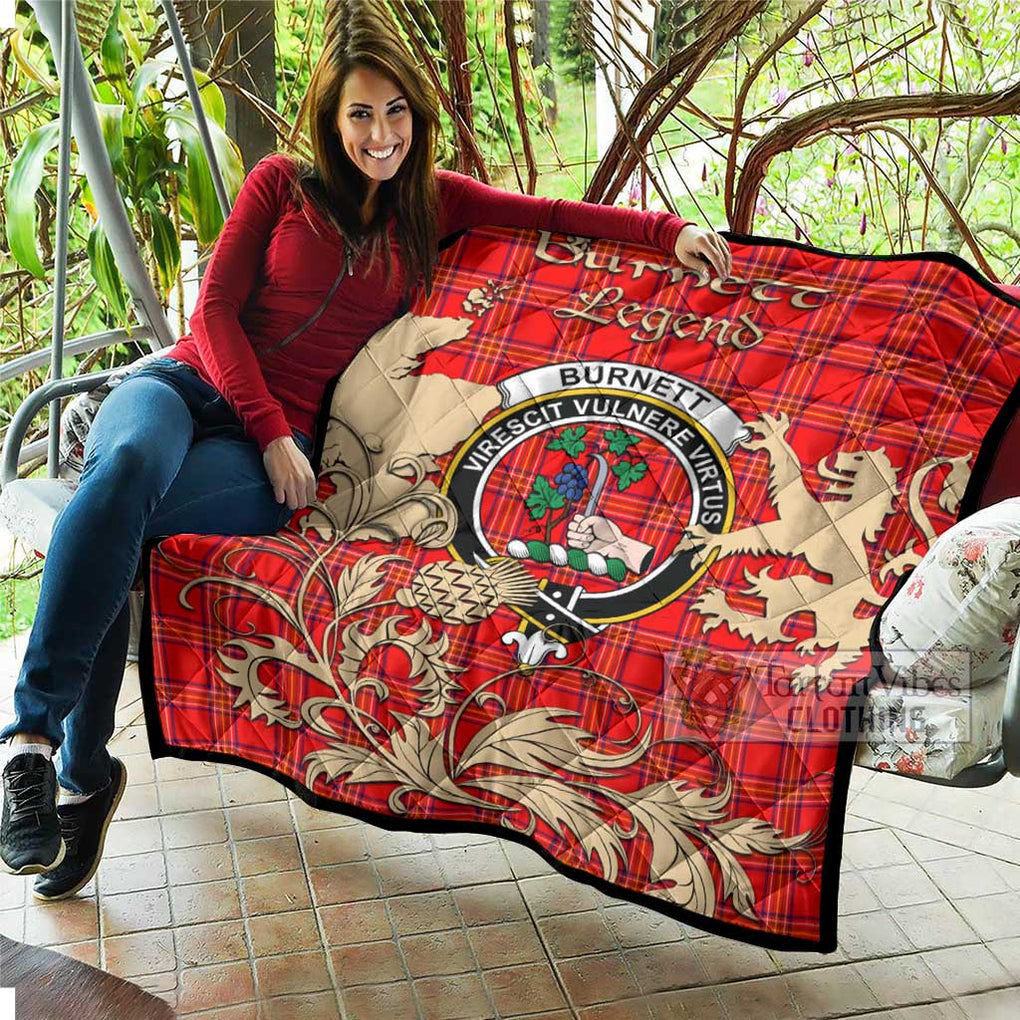 Tartan Vibes Clothing Burnett Tartan Quilt with Family Crest and Scottish Symbol Style