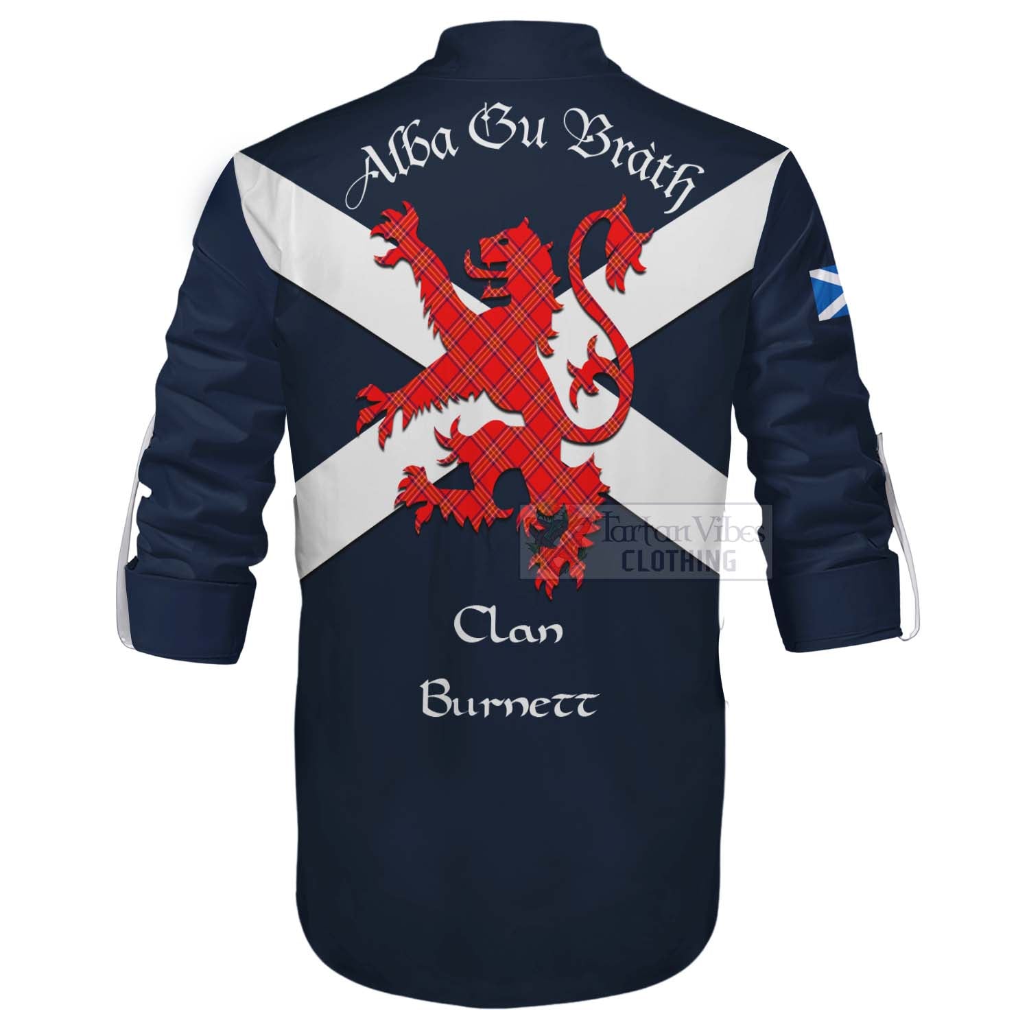 Tartan Vibes Clothing Burnett Tartan Lion Rampant Ghillie Kilt Shirt Proudly Display Your Heritage with Alba Gu Brath and Clan Name