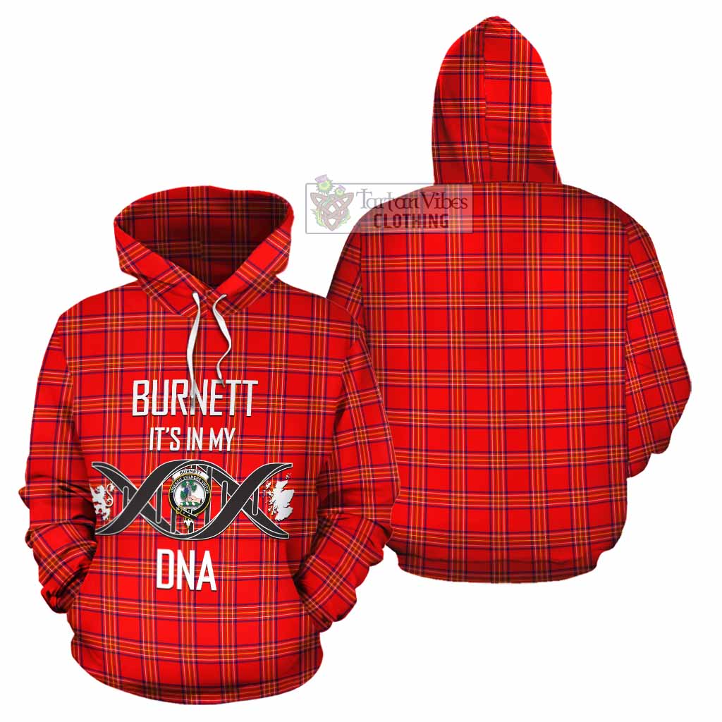 Tartan Vibes Clothing Burnett Tartan Cotton Hoodie with Family Crest DNA In Me Style