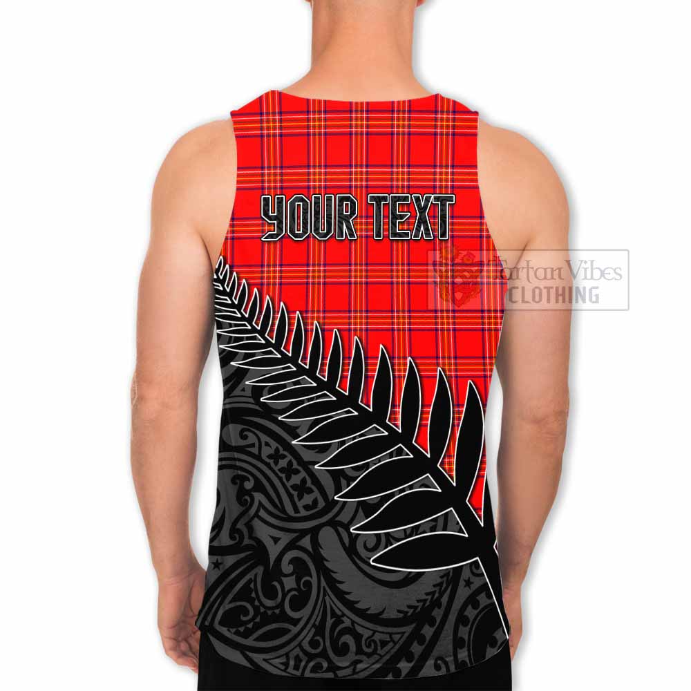 Tartan Vibes Clothing Burnett Crest Tartan Men's Tank Top with New Zealand Silver Fern Half Style